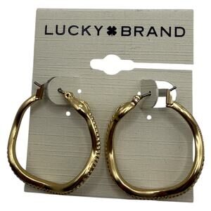 Lucky Brand Gold-Tone Textured Organic Snake Hoop Earrings